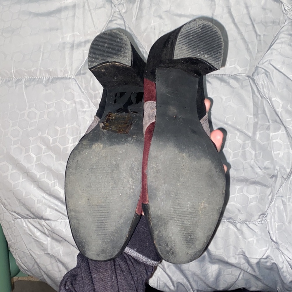 Glamorous Patchwork Heeled Ankle Boots Black Grey… - image 7